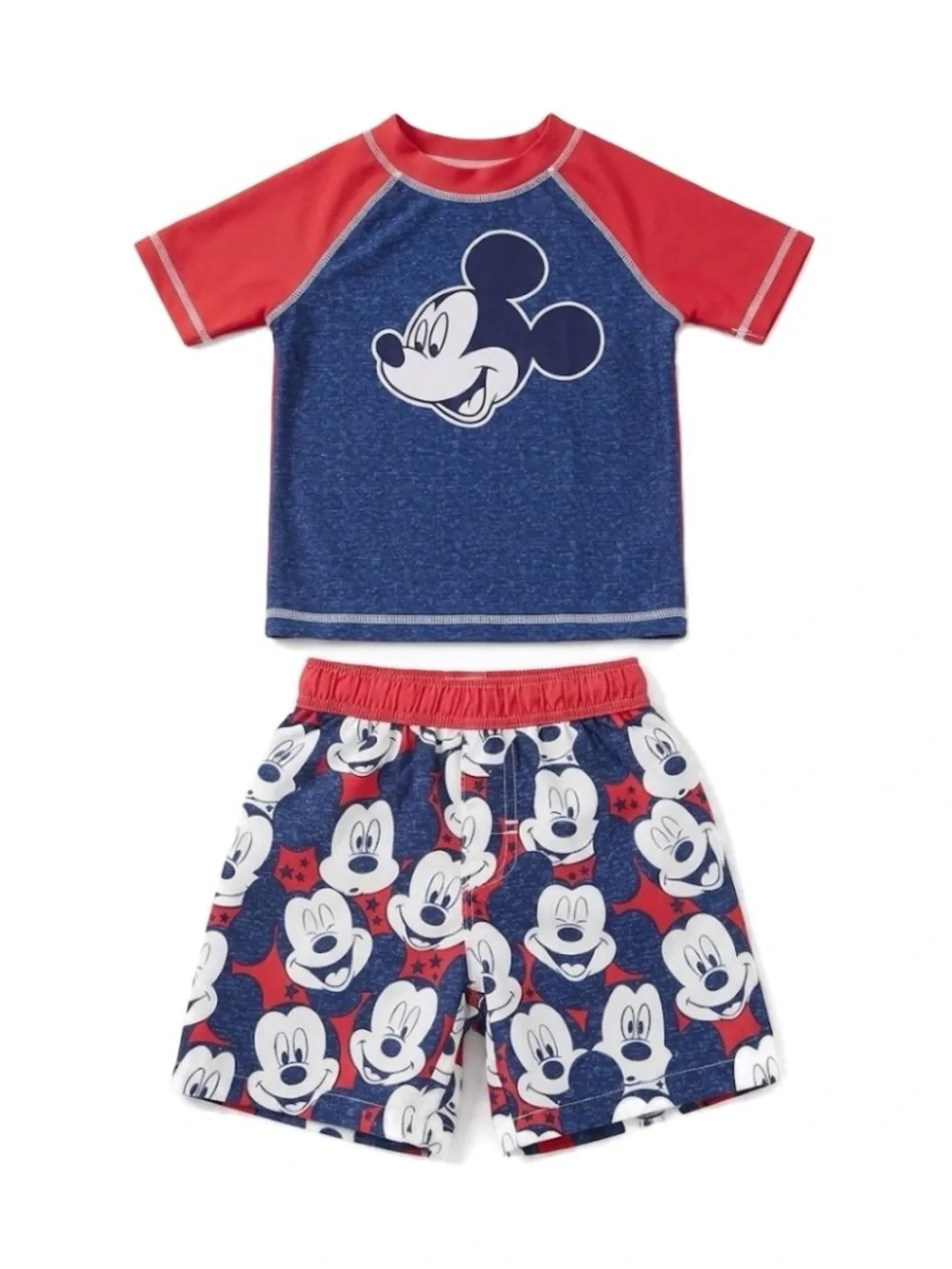 Mickey Mouse Red White & Blue Rashguard & Swim Trunks Set Size 3T